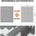 Outdoor Rug Waterproof Reversible Coffee and Large