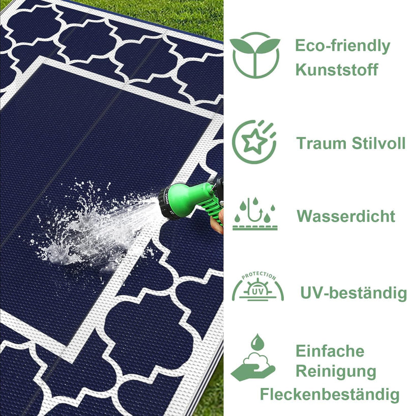 Outdoor Rug Waterproof Reversible Coffee and Large