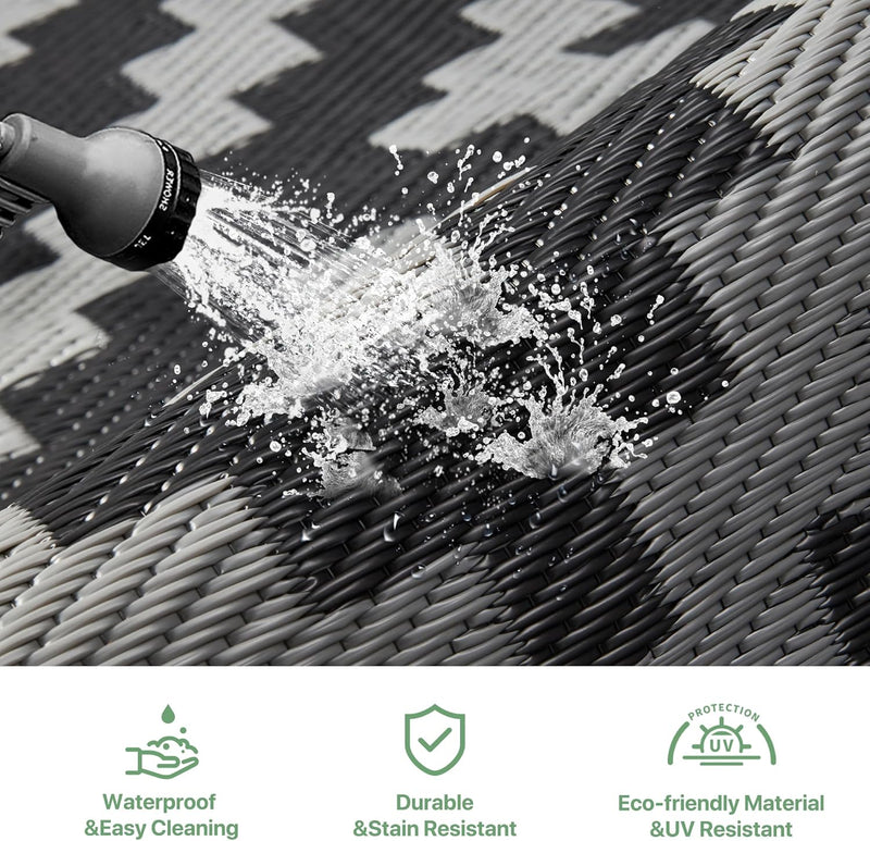 Outdoor Rug Waterproof Reversible Coffee and Large