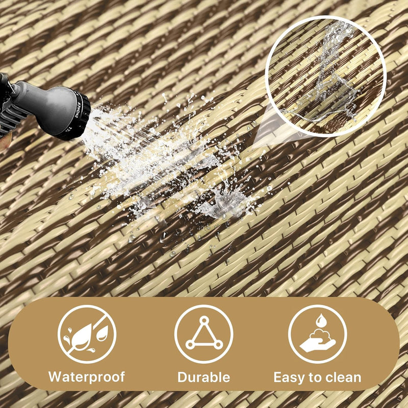 Outdoor Rug Waterproof Reversible Coffee and Large
