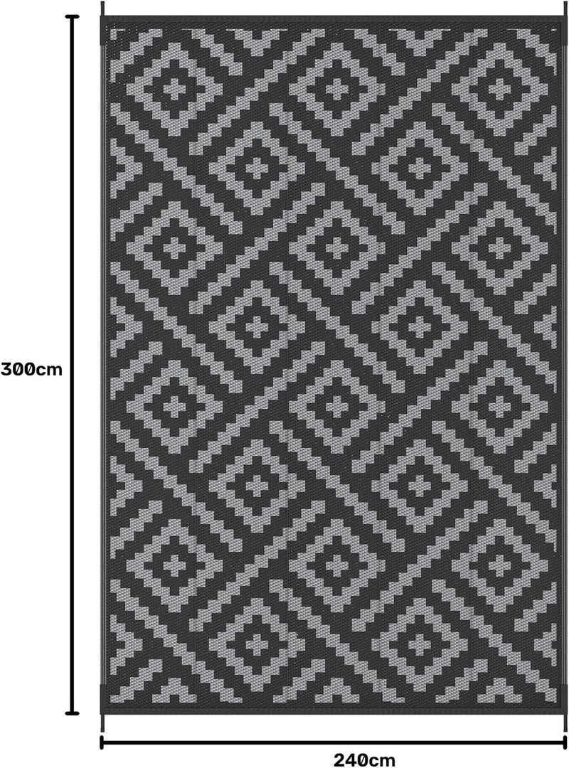 Outdoor Rug Waterproof Reversible Coffee and Large