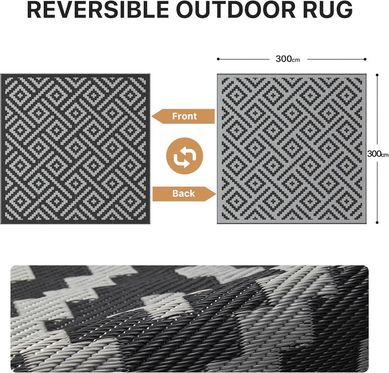 Outdoor Rug Waterproof Reversible Coffee and Large