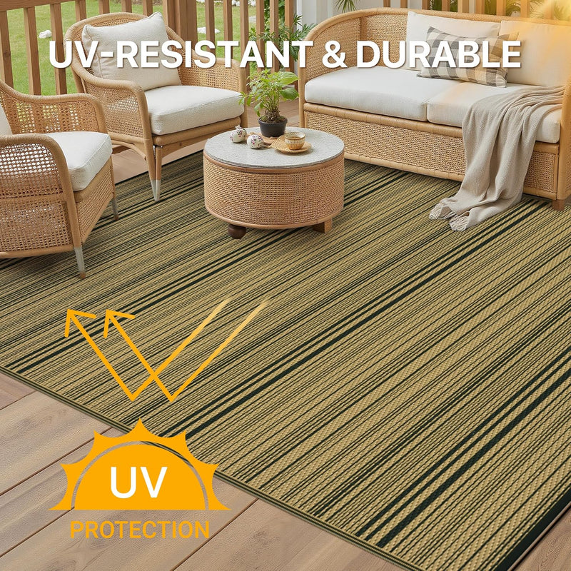 Outdoor Rug Waterproof Reversible Coffee and Large