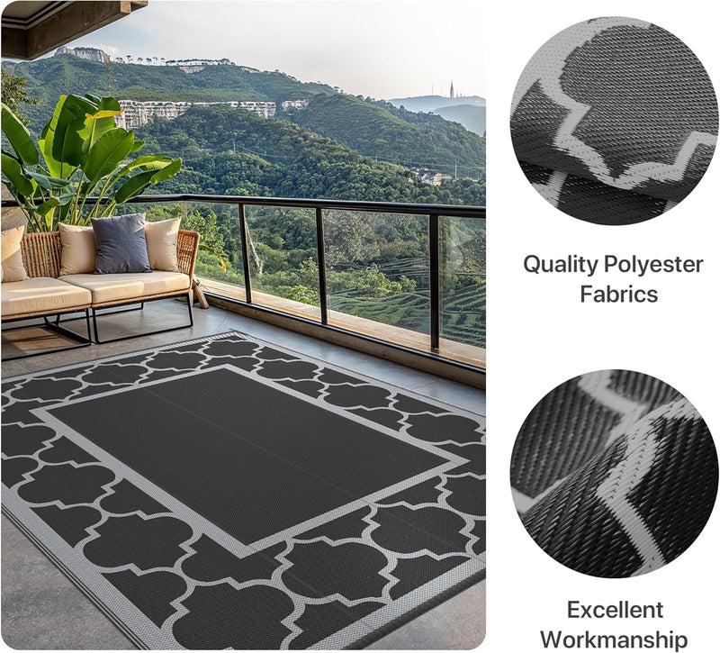 Outdoor Rug Waterproof Reversible Coffee and Large