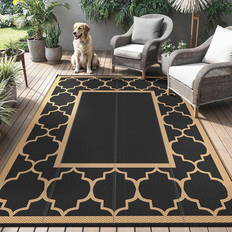 Outdoor Rug Waterproof Reversible Coffee and Large