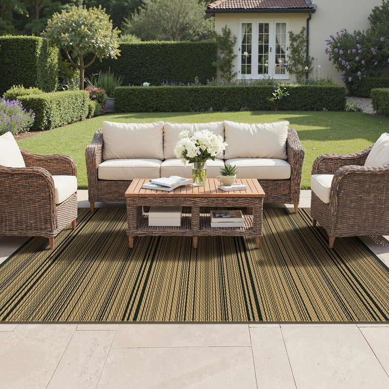 Outdoor Rug Waterproof Reversible Coffee and Large