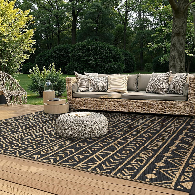 Outdoor Rug Waterproof Reversible Coffee and Large