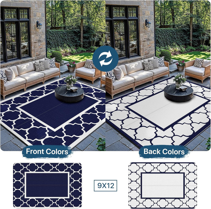 Outdoor Rug Waterproof Reversible Coffee and Large