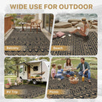 Outdoor Rug Waterproof Reversible Coffee and Large