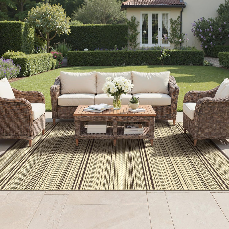 Outdoor Rug Waterproof Reversible Coffee and Large