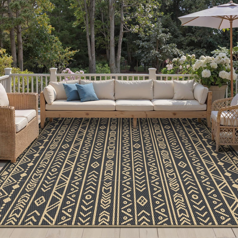Outdoor Rug Waterproof Reversible Coffee and Large