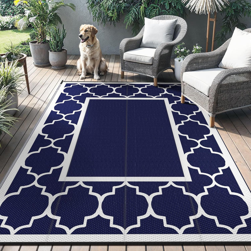 Outdoor Rug Waterproof Reversible Coffee and Large