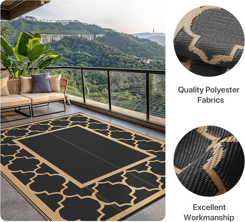 Outdoor Rug Waterproof Reversible Coffee and Large