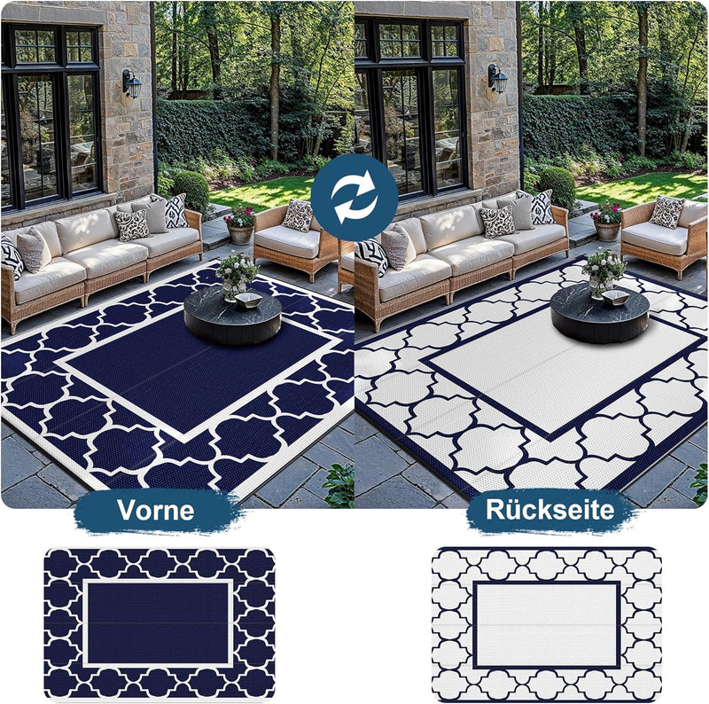Outdoor Rug Waterproof Reversible Coffee and Large