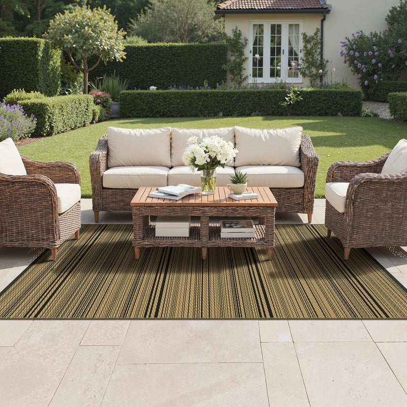 Outdoor Rug Waterproof Reversible Coffee and Large