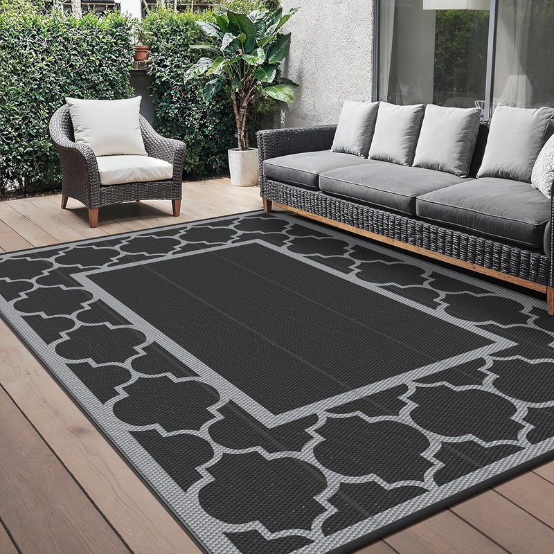 Outdoor Rug Waterproof Reversible Coffee and Large