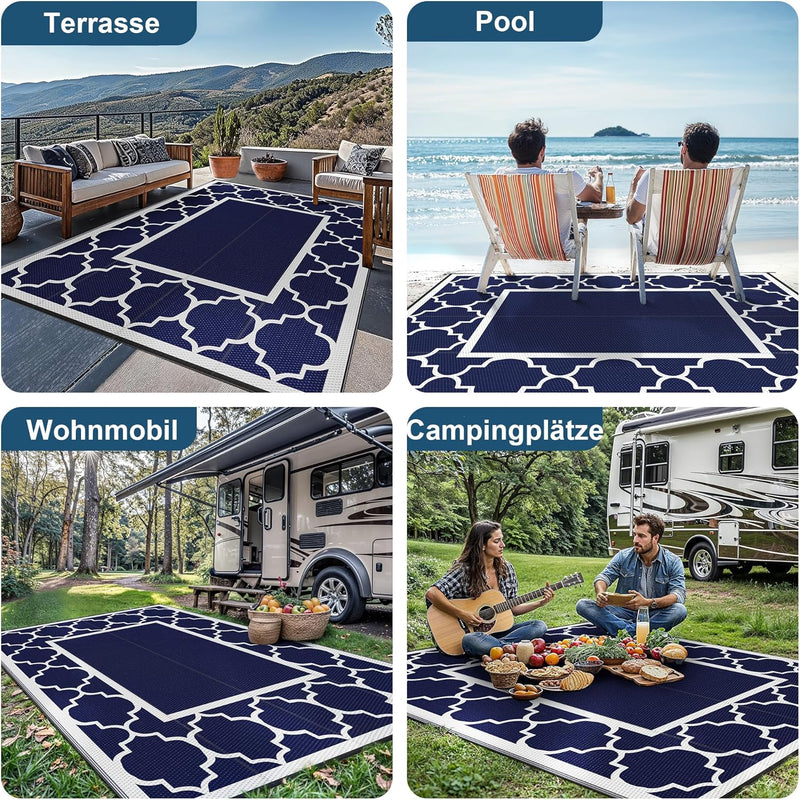 Outdoor Rug Waterproof Reversible Coffee and Large