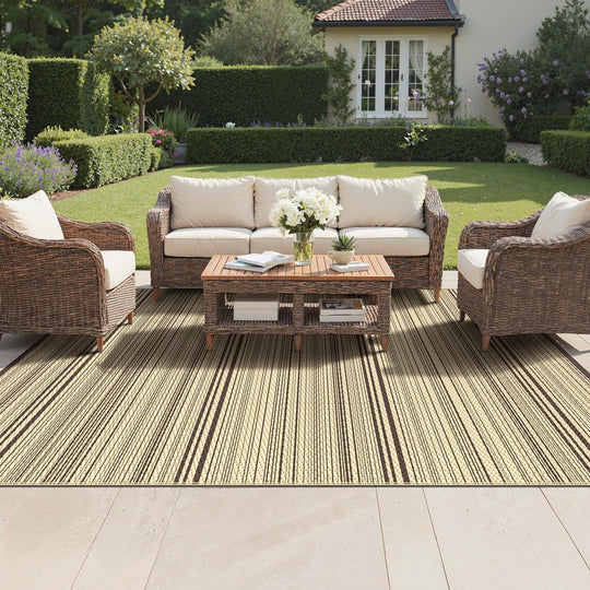 Outdoor Rug Waterproof Reversible Coffee and Large