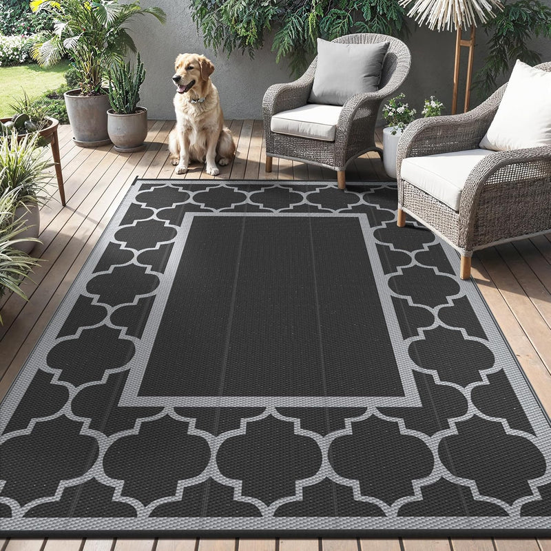 Outdoor Rug Waterproof Reversible Coffee and Large