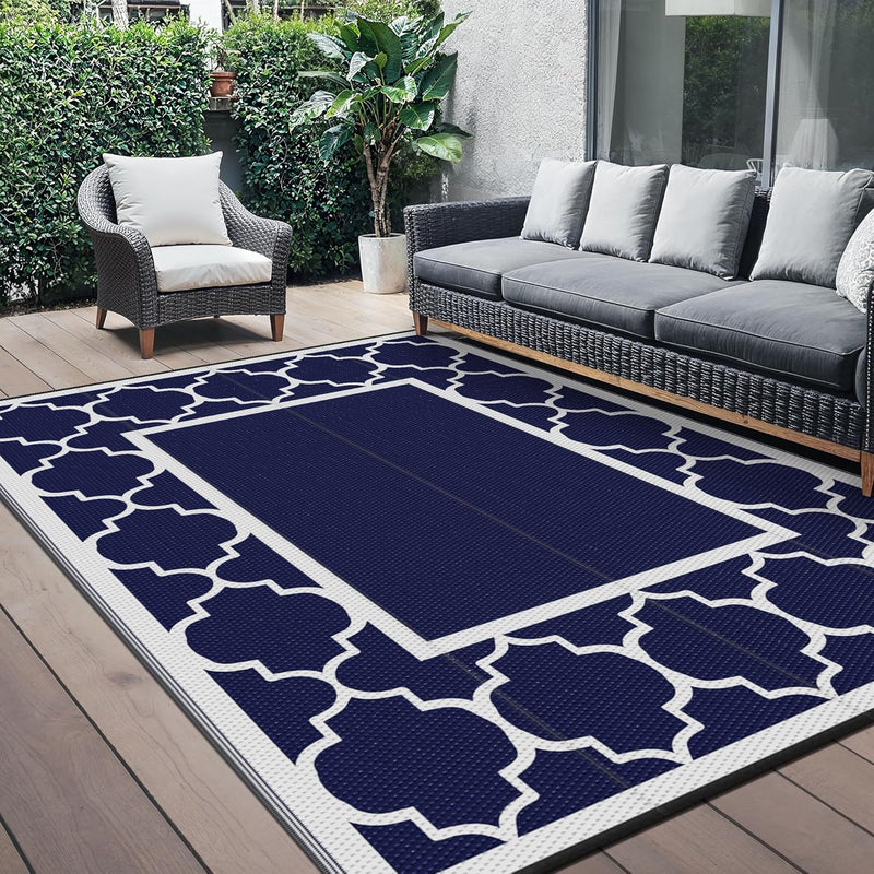 Outdoor Rug Waterproof Reversible Coffee and Large