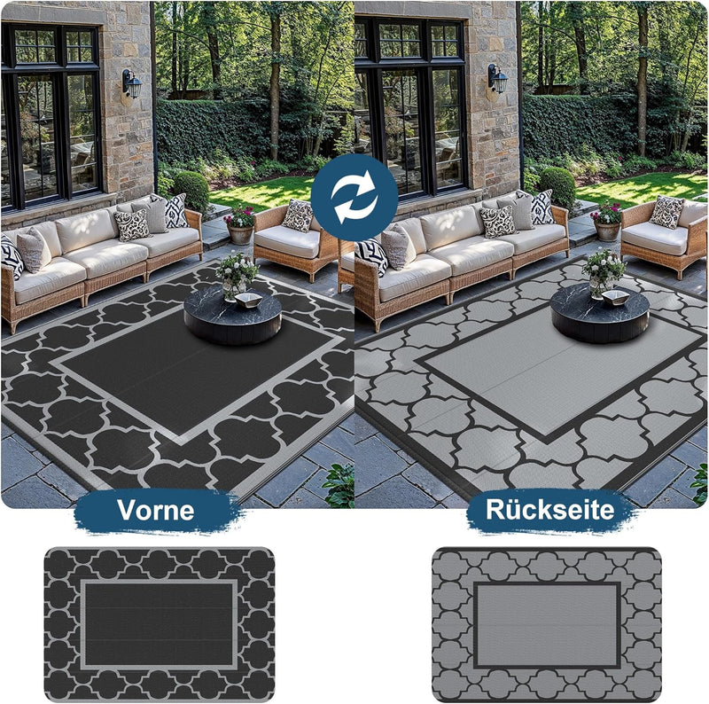 Outdoor Rug Waterproof Reversible Coffee and Large