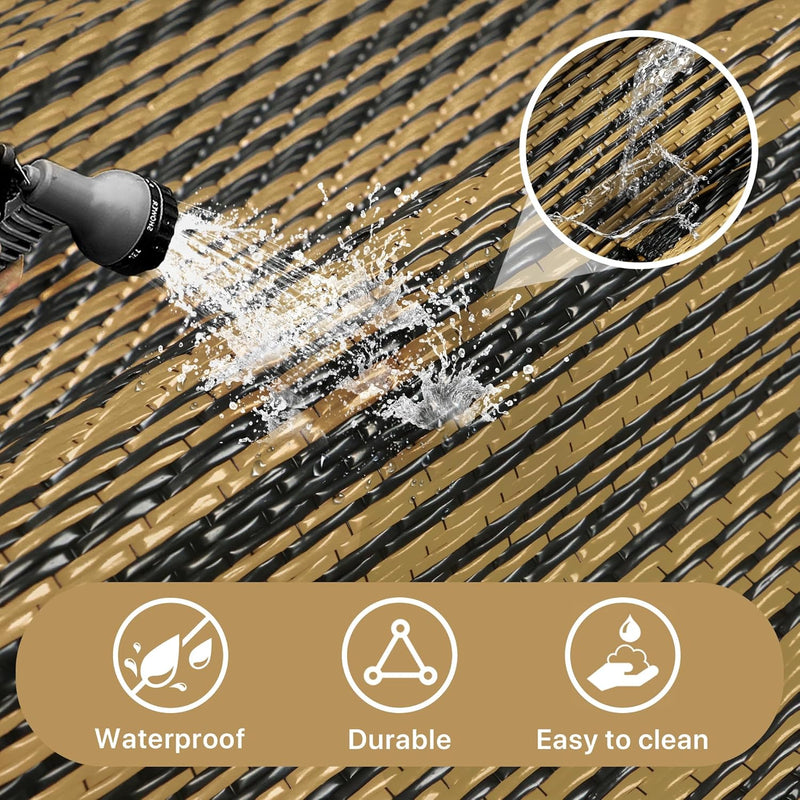 Outdoor Rug Waterproof Reversible Coffee and Large