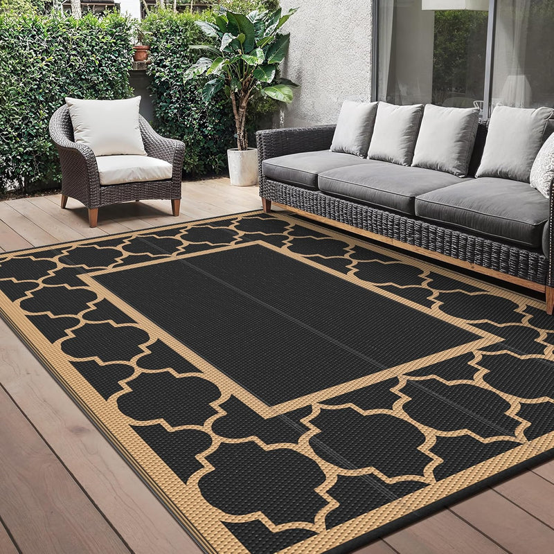 Outdoor Rug Waterproof Reversible Coffee and Large
