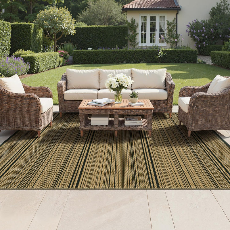 Outdoor Rug Waterproof Reversible Coffee and Large