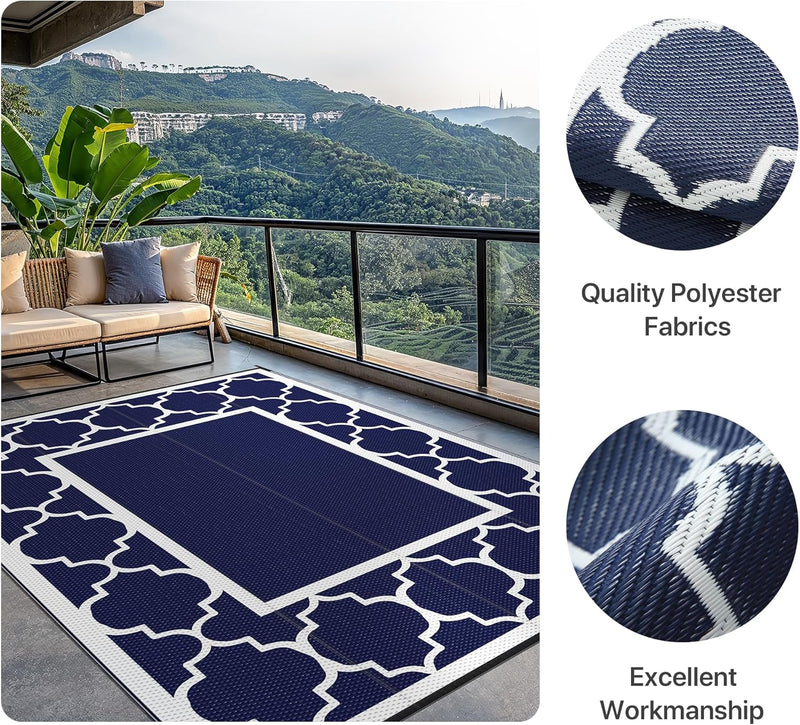 Outdoor Rug Waterproof Reversible Coffee and Large