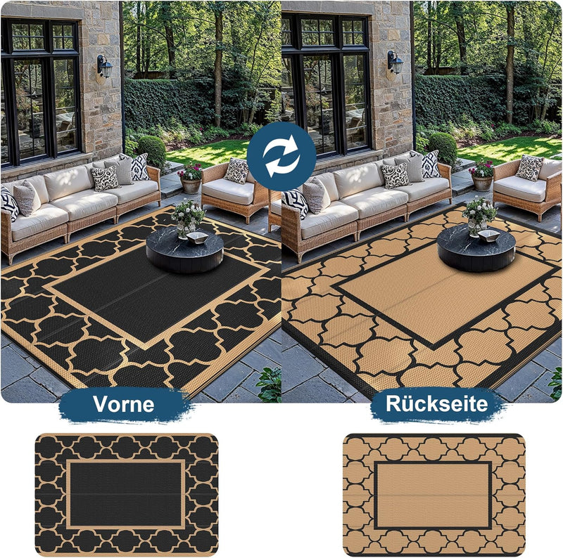 Outdoor Rug Waterproof Reversible Coffee and Large