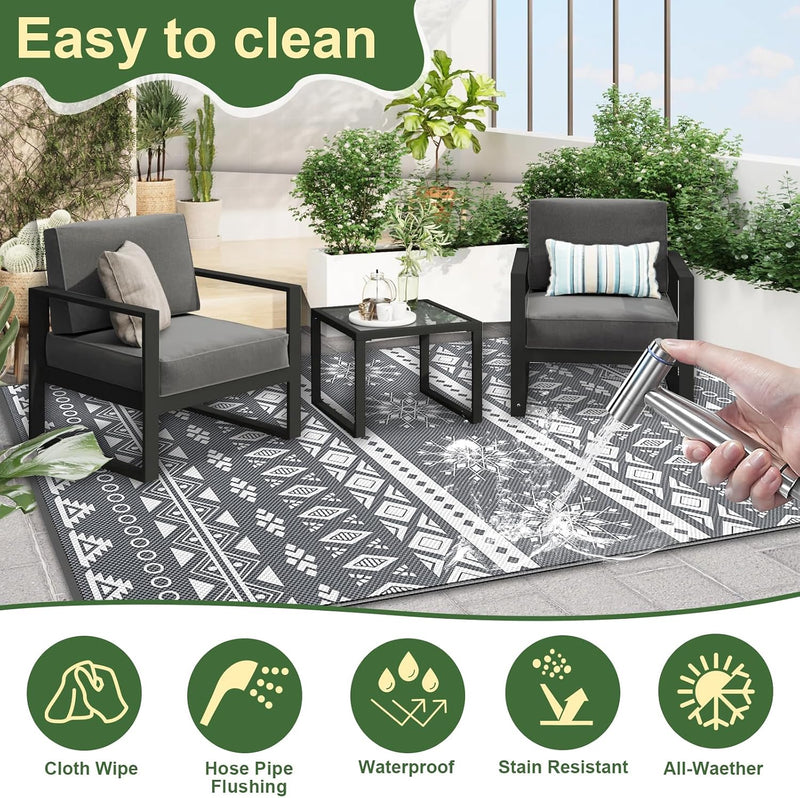 Outdoor Rug for Patio Waterproof Reversible Garden Rugs