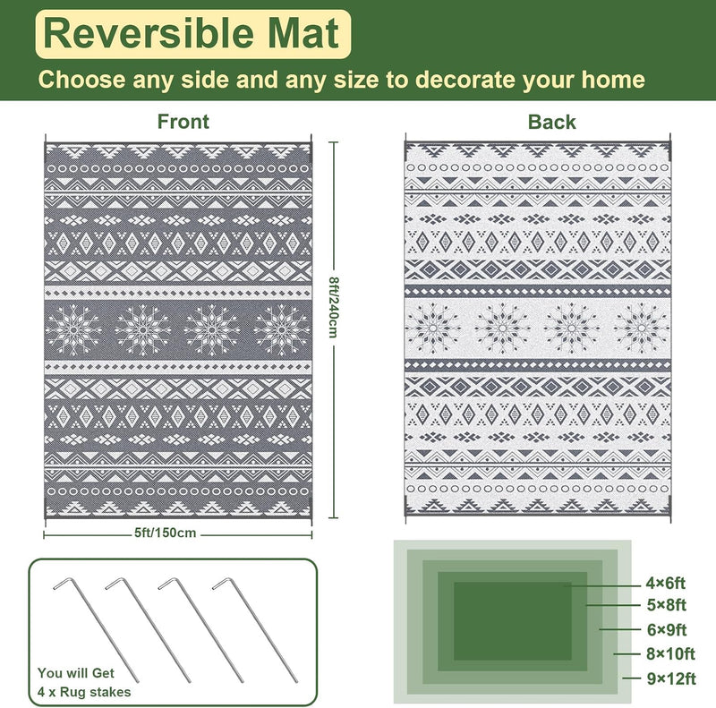 Outdoor Rug for Patio Waterproof Reversible Garden Rugs