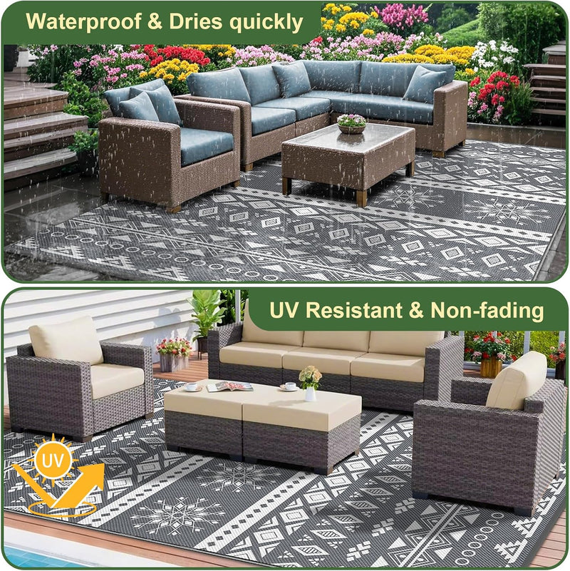 Outdoor Rug for Patio Waterproof Reversible Garden Rugs