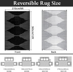 Outdoor Rug for Patio Waterproof Reversible Large