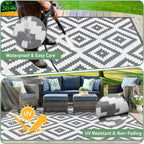 Outdoor Rug for Patios Waterproof Reversible Large Garden