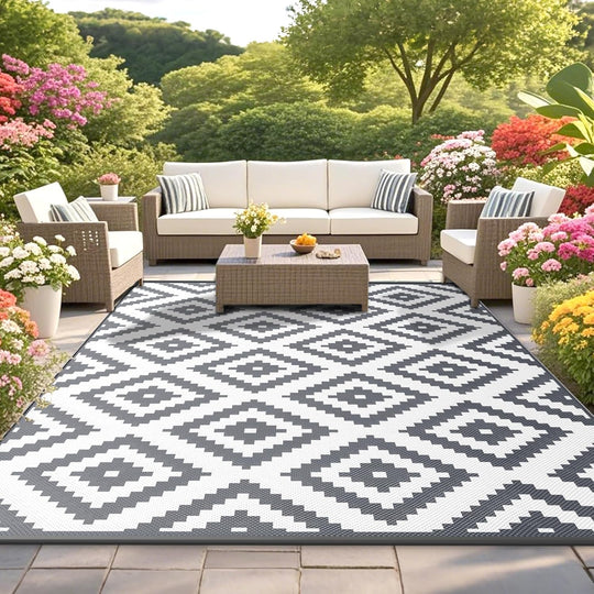 Outdoor Rug for Patios Waterproof Reversible Large Garden