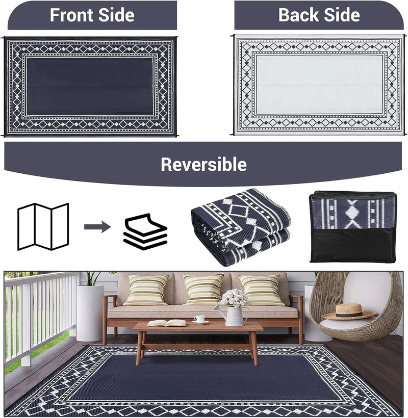 Outdoor Rug Portable Reversible