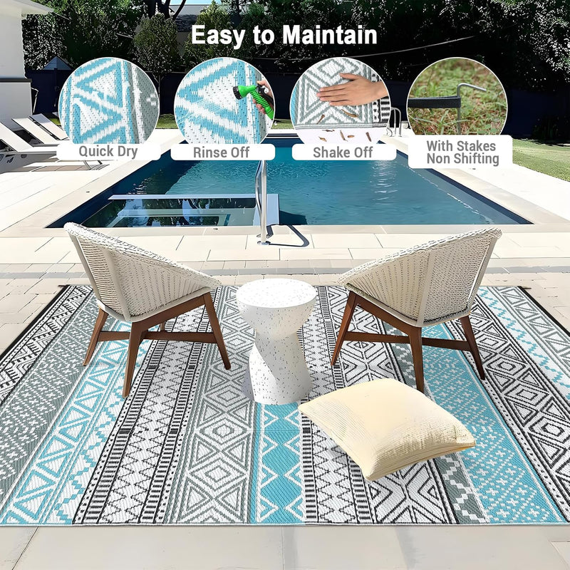 Outdoor Rug Portable Reversible