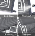 Small Outdoor Rug Waterproof Reversible Patio Portable