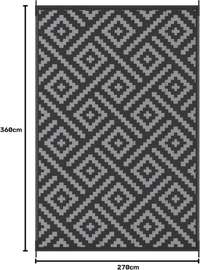 Outdoor Rug Waterproof Reversible Coffee and Large