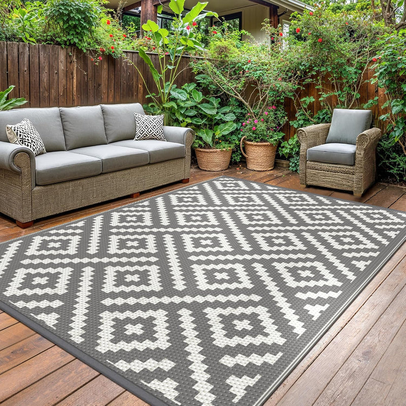 Outdoor Rug Waterproof Reversible Coffee and Large