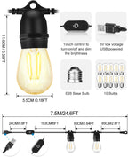 Outdoor String Lights 100FT LED Festoon Garden 30