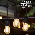Outdoor String Lights 100FT LED Festoon Garden 30