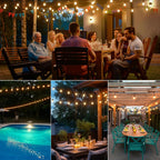 Outdoor String Lights 100FT LED Festoon Garden 30