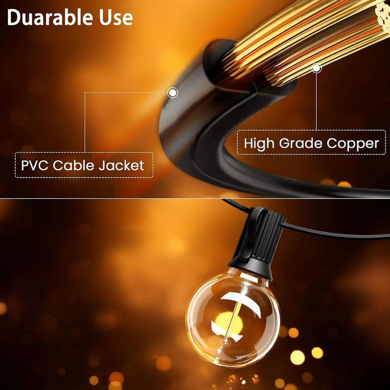 Outdoor String Lights Main Powered 60m Linkable Festoon