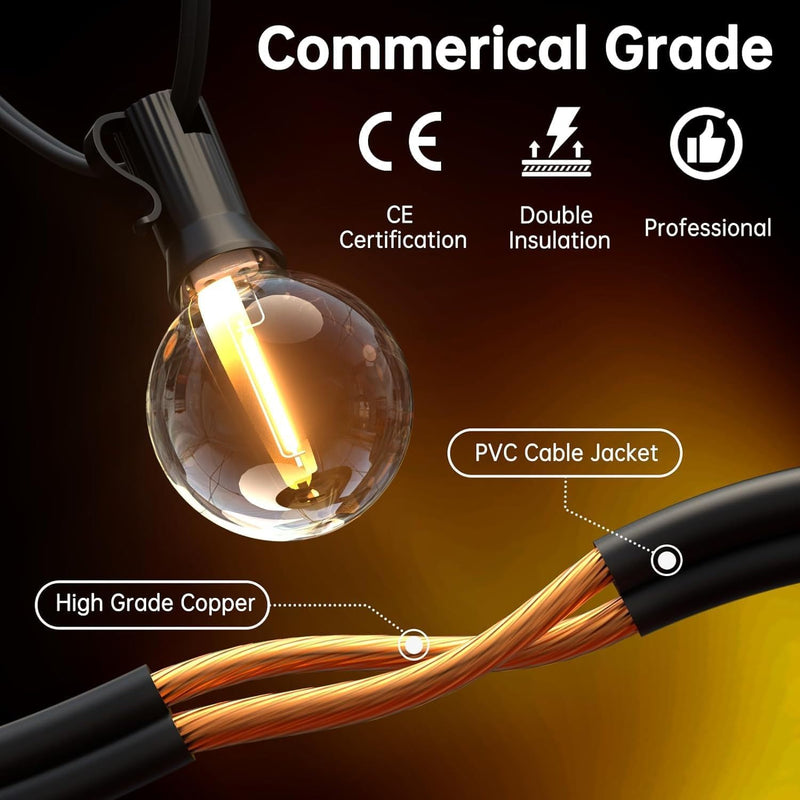 Outdoor String Lights Main Powered 60m Linkable Festoon
