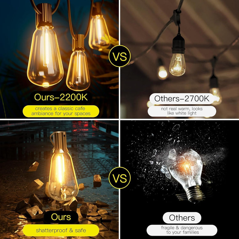 Outdoor String Lights Mains Powered 120FT 36m Garden