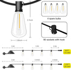 Outdoor String Lights Mains Powered 120FT 36m Garden