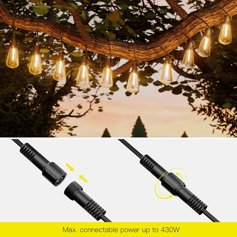 Outdoor String Lights Mains Powered 120FT 36m Garden
