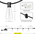 Outdoor String Lights Mains Powered 180FT Garden Festoon